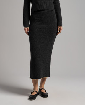 Toteme Gray wool and cashmere chain skirt 241WRB1074YA0004