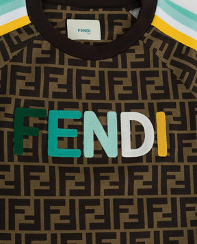 Fendi Children's T-shirt in FF print with logo embroidery JUI015ACZS57