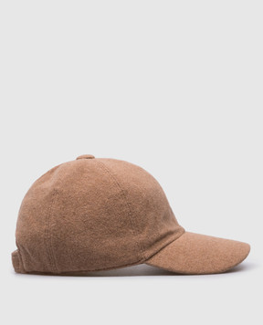 Borsalino Brown cashmere cap with logo 13373EWS