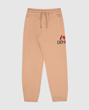 Dolce&Gabbana Children's brown sports pants with embroidery L4JPFEG7K0A812