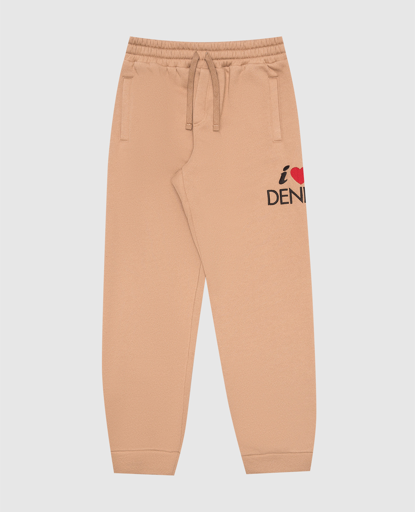 Children's brown sports pants with embroidery dolce&gabbana