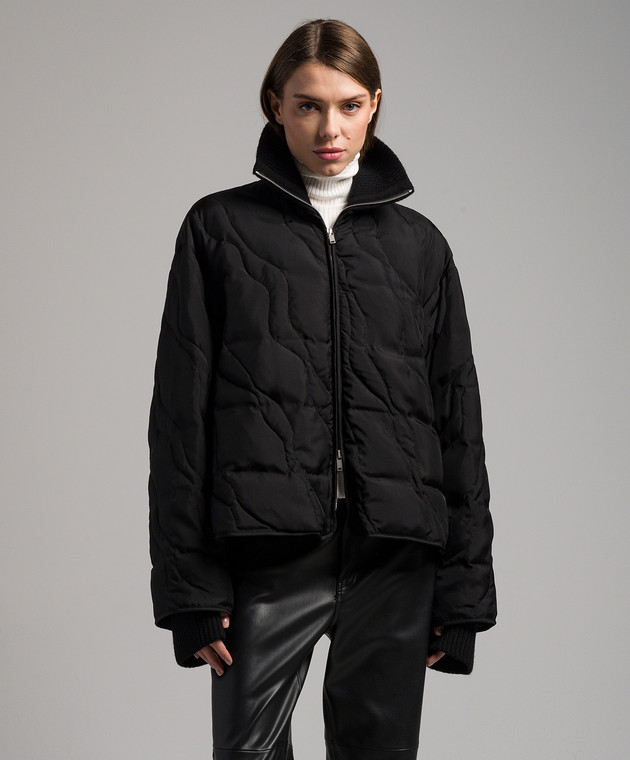 Jil Sander Black down jacket with a scarf and mittens - Main Image