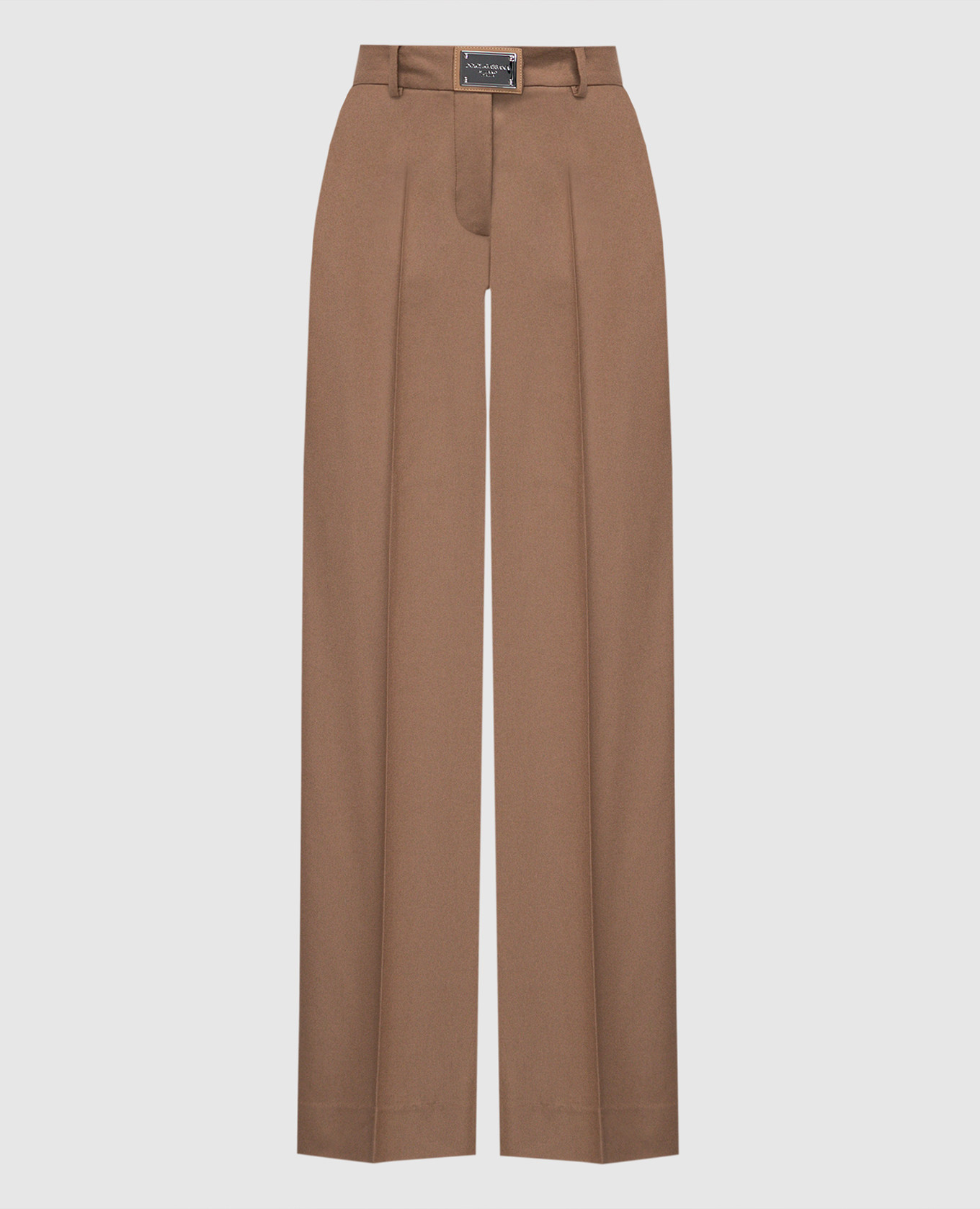 

Brown wool trousers with metallic logo Dolce&Gabbana