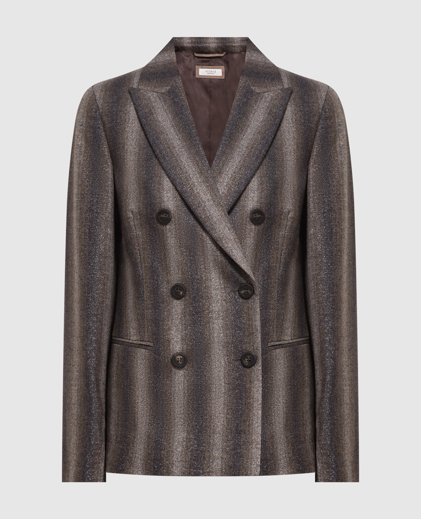 Dark gray double-breasted jacket in striped wool with lurex peserico