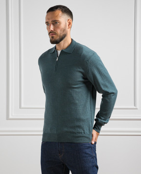 Cashmere&Whiskey Blue wool polo shirt 94394Z