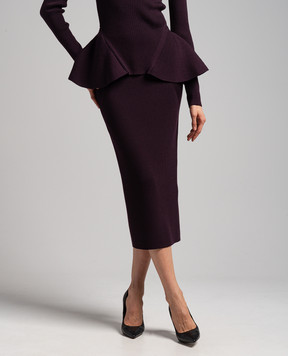 Alexander McQueen Purple skirt made of wool with a scar 768608Q1A65