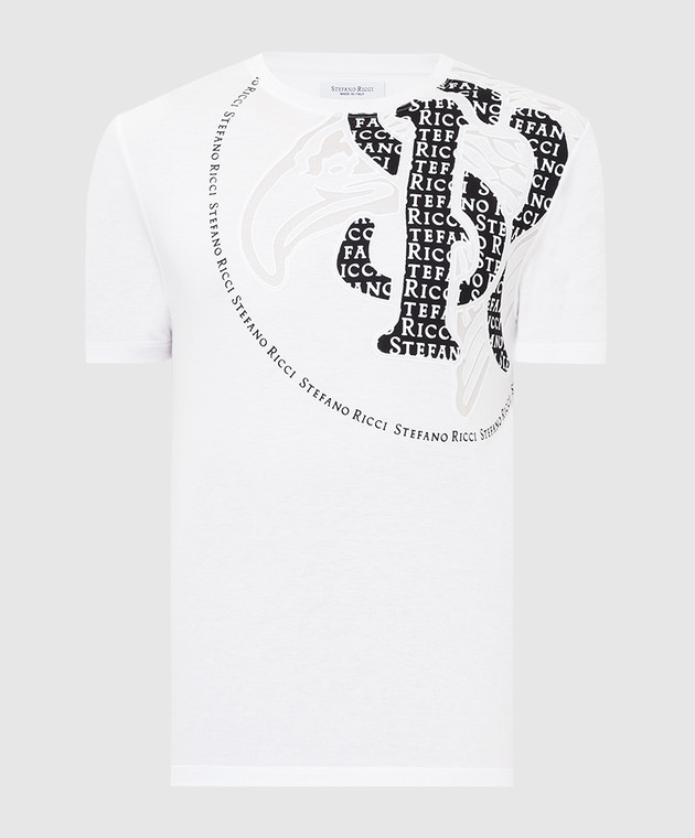 Stefano Ricci - White T-shirt with logo print MNH2101570803 - shop with Lithuania delivery at Symbol