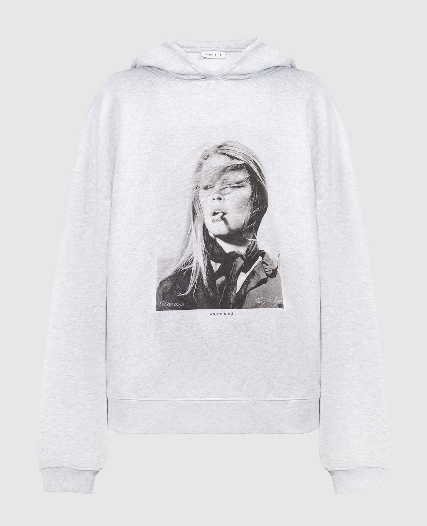 Anine Bing - HARVEY gray hoodie with Brigitte Bardot print