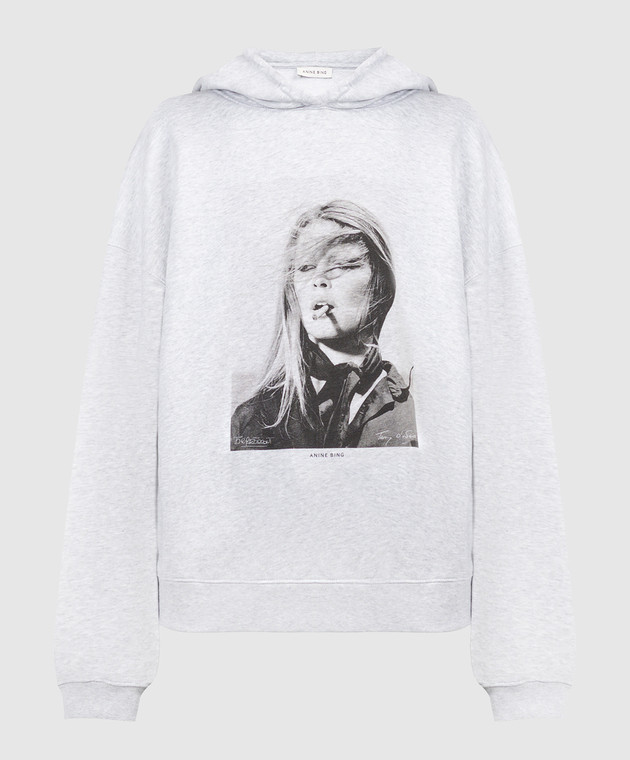 Anine Bing HARVEY gray hoodie with Brigitte Bardot print A085834032 buy with Ireland delivery at Symbol