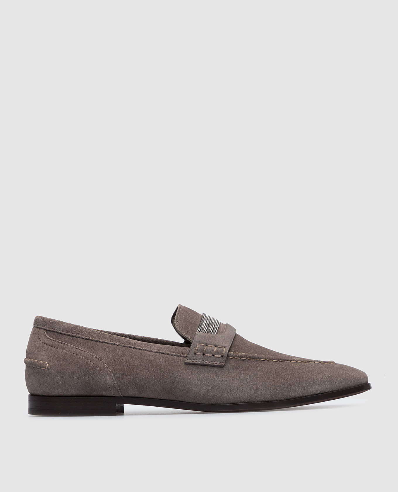 

Charcoal Suede Monil Chain Loafers Brunello Cucinelli, Серый