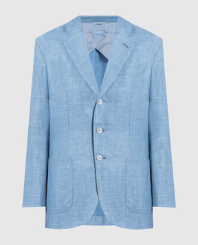Enrico Mandelli Blue wool, silk and linen blazer NAPOLI5117