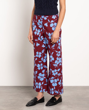 Max Mara Weekend Stegola burgundy pants in a floral print STEGOLA