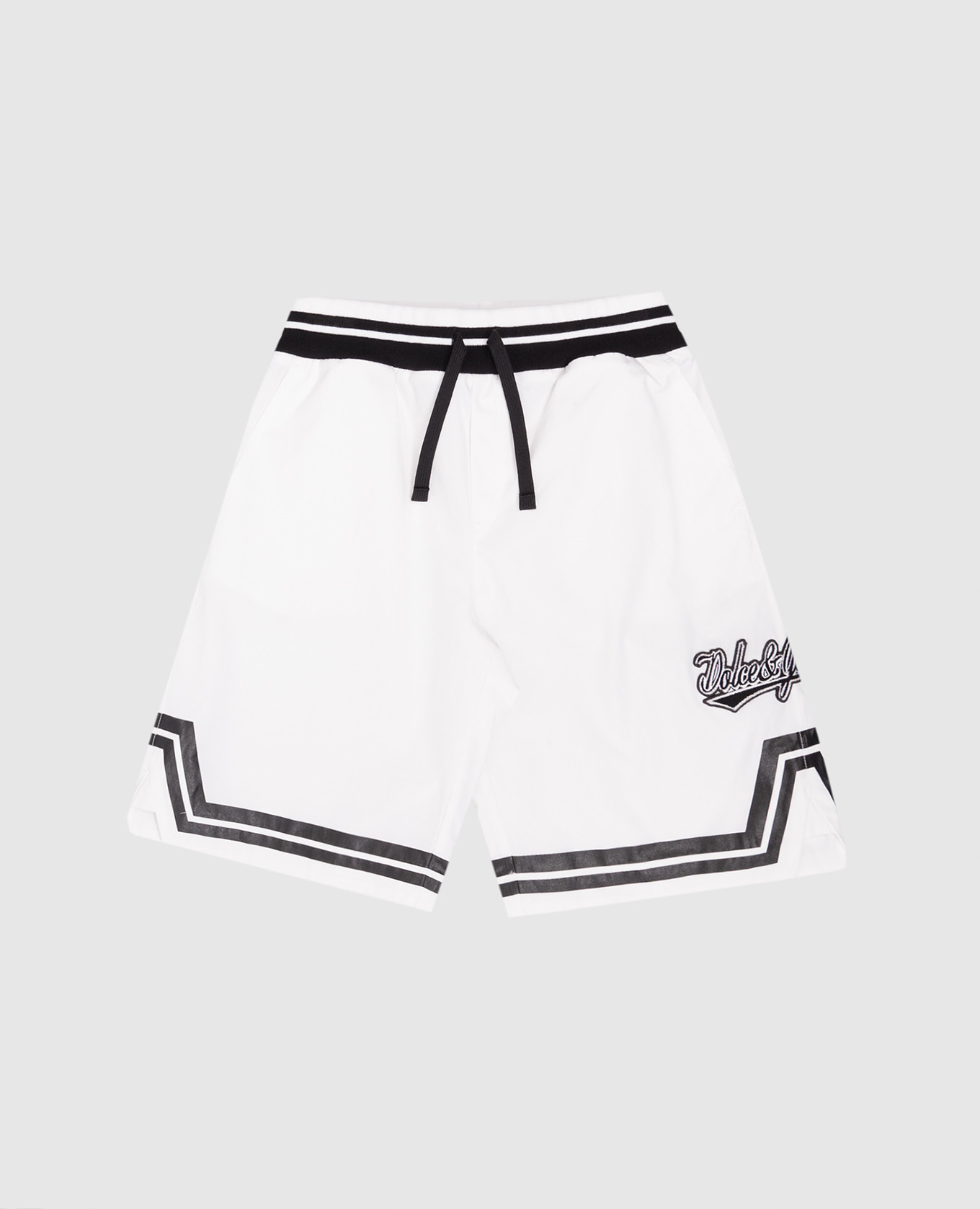 Children's white shorts with logo patch dolce&gabbana