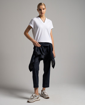Brunello Cucinelli White t-shirt with monil chain M0T18BD222
