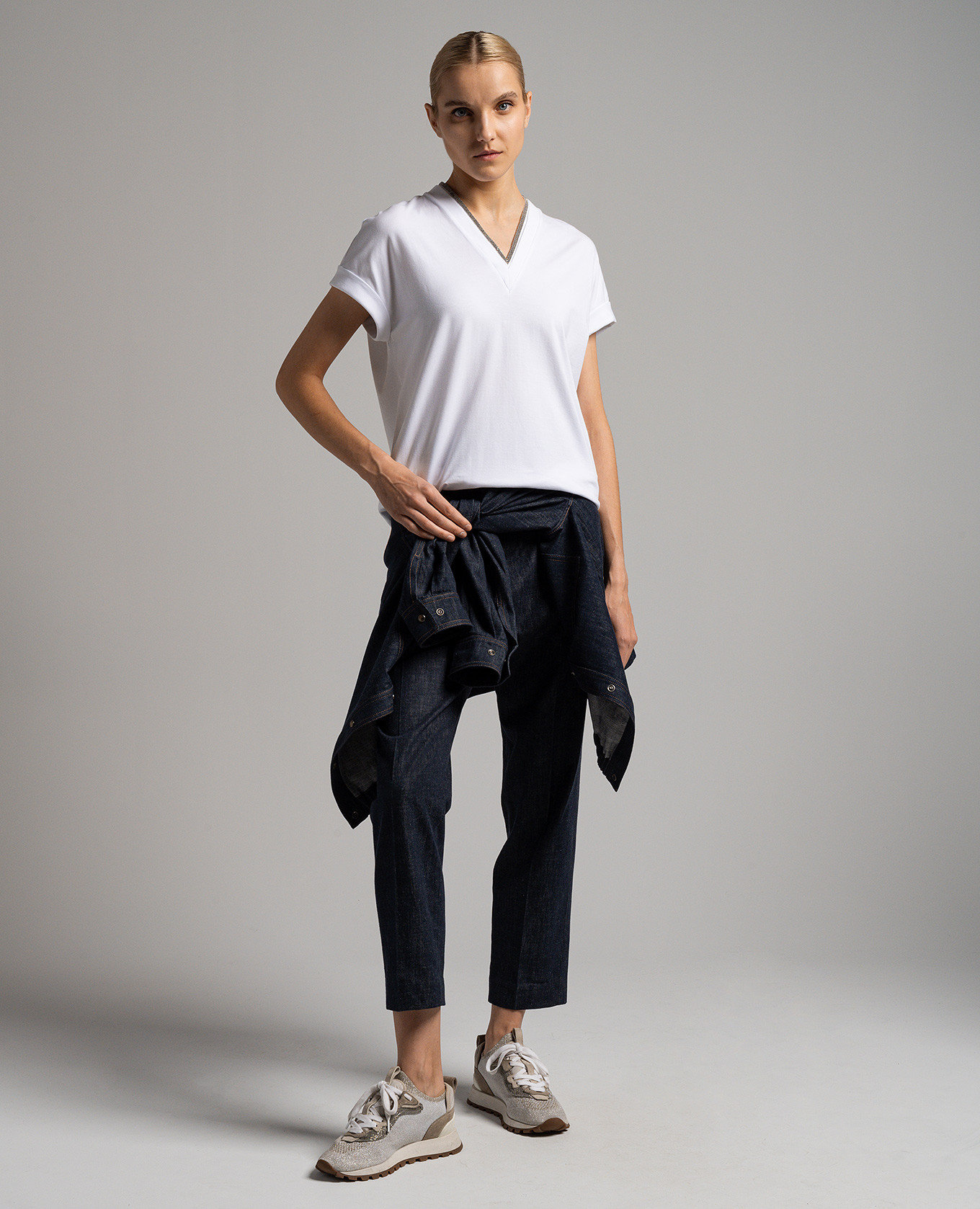 

White t-shirt with monil chain Brunello Cucinelli