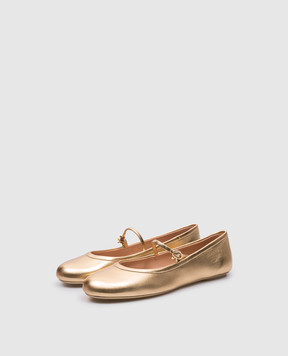 Gianvito Rossi Carla golden leather ballet flats G2222305GOMNPS