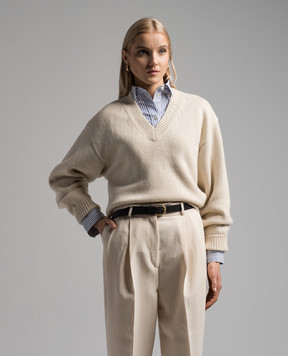 Toteme Beige wool and cashmere pullover 241WRT1034YA0004