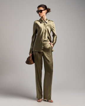 JOSEPH Tova khaki silk pants JF008186
