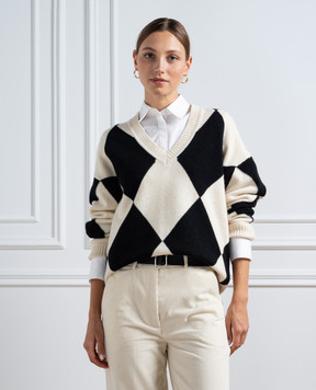 Ballantyne White wool pullover with a geometric pattern B1P6767W110