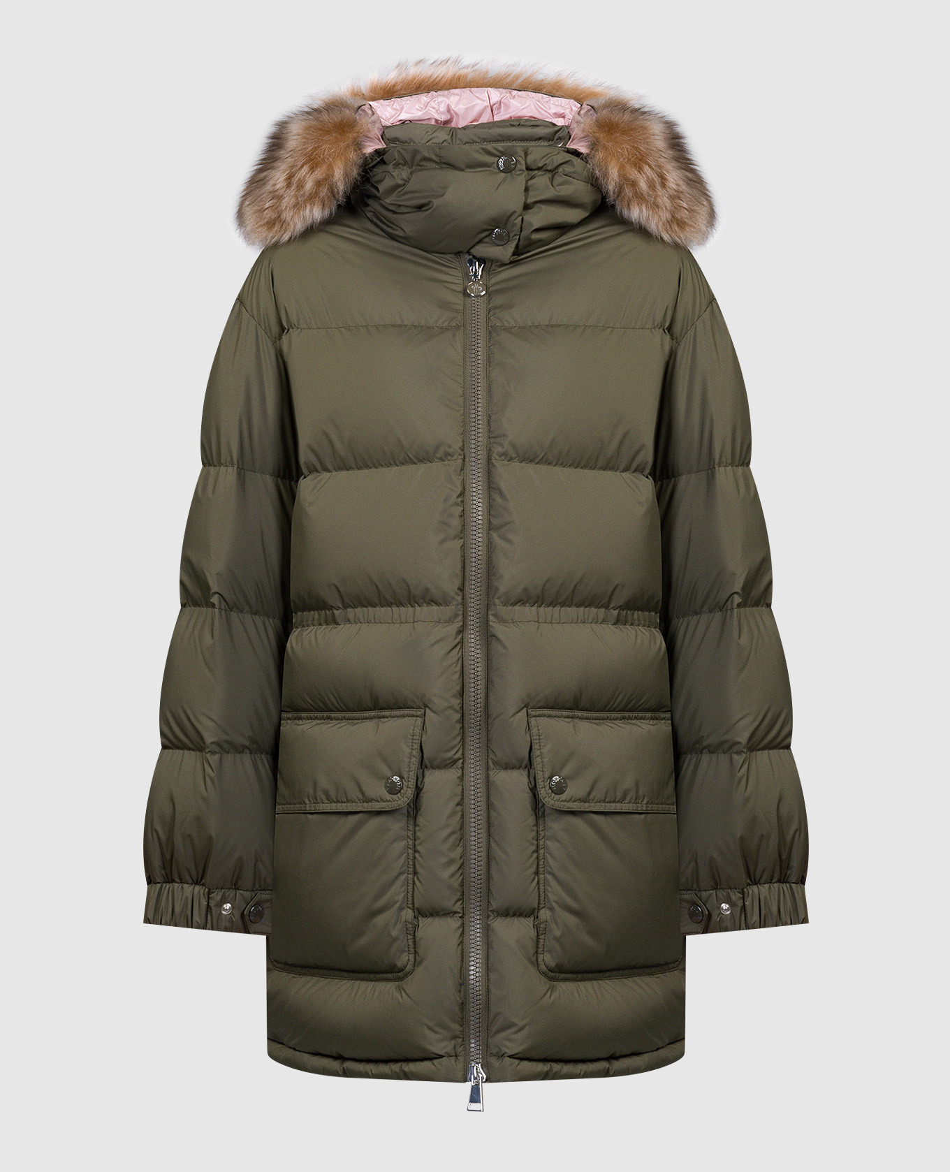 Green down jacket with fur moncler