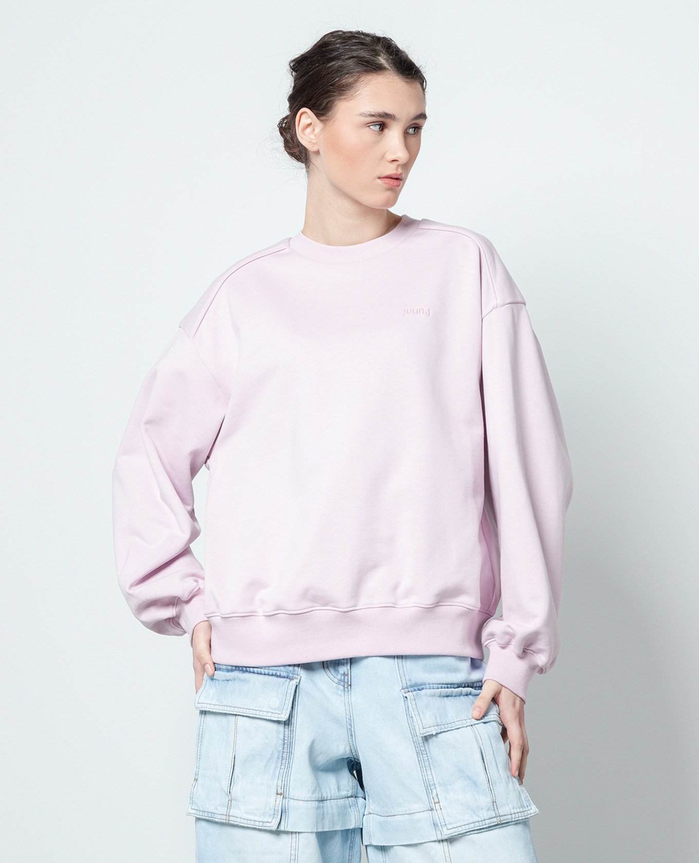 

Pink sweatshirt with logo print and embroidery Juun.j