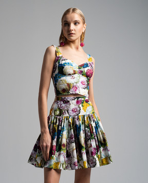 Dolce&Gabbana Corset top in floral print Nocturnal Flower F7W98THS5Q2
