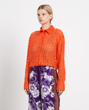 Valentino Orange cotton lace shirt XB3AB3A16W1