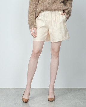 Max Mara Piadena beige shorts with logo embroidery PIADENA