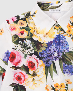 Dolce&Gabbana Children's white blouse in a floral print L56S10HS5Q56