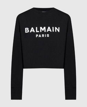 Balmain Black sweatshirt with logo print CF1JO065BB02