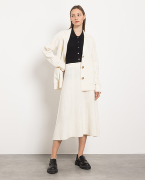 CO White A-line skirt made of cashmere in a textured pattern 7975CMR