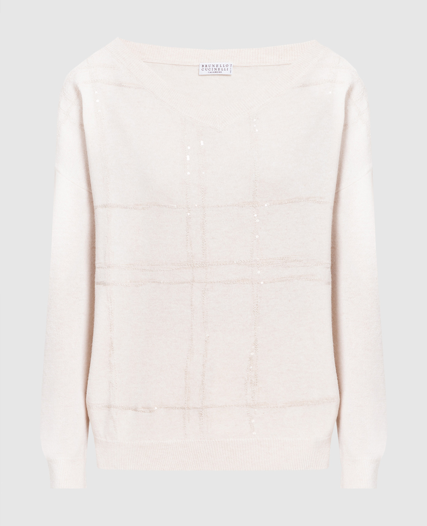 

Beige wool, cashmere and silk pullover with sequins Brunello Cucinelli