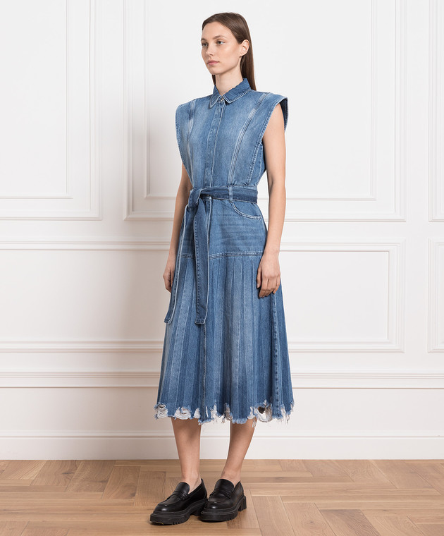 twinset denim dress Long denim dress with embroidered patch Woman, Blue