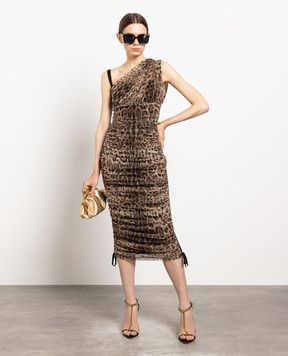 Dolce&Gabbana Brown leopard print midi dress F6D9YTFSEGZ