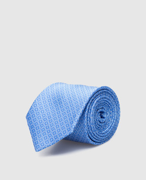 Stefano Ricci Children's blue silk set of patterned tie and shawl YDH31029