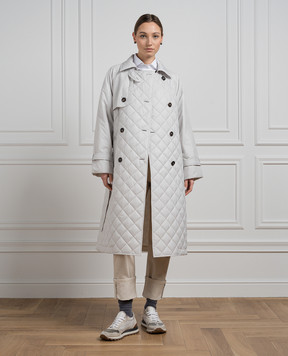Brunello Cucinelli Gray quilted trench coat with monil chain MH5049672