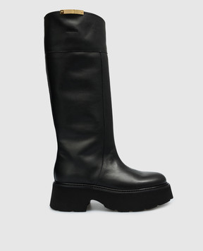 N21 Black leather boots with logo 23ISP04510451
