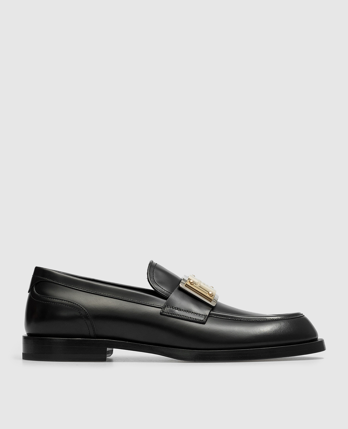 

Black leather loafers with logo Dolce&Gabbana, Черный