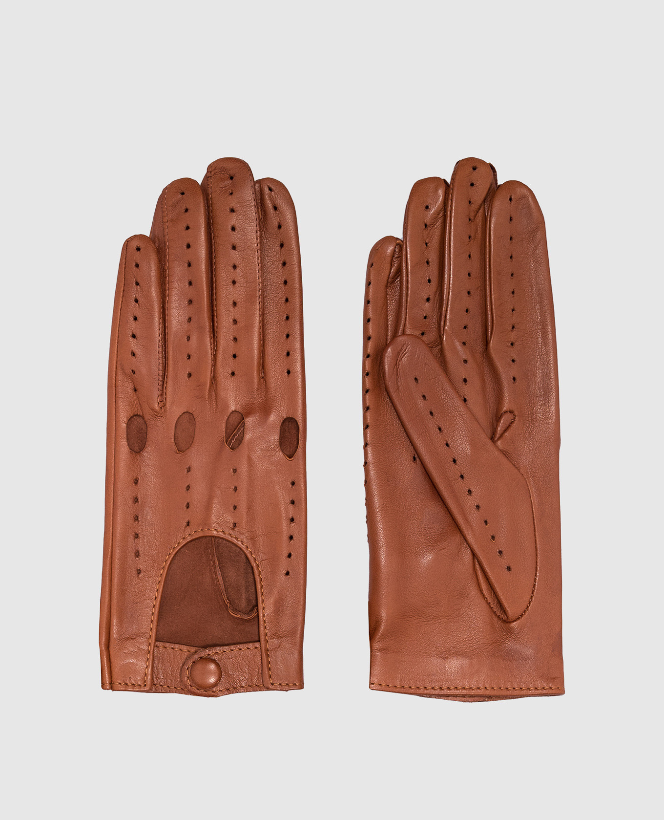 

Brown leather gloves with perforation Sermoneta Gloves