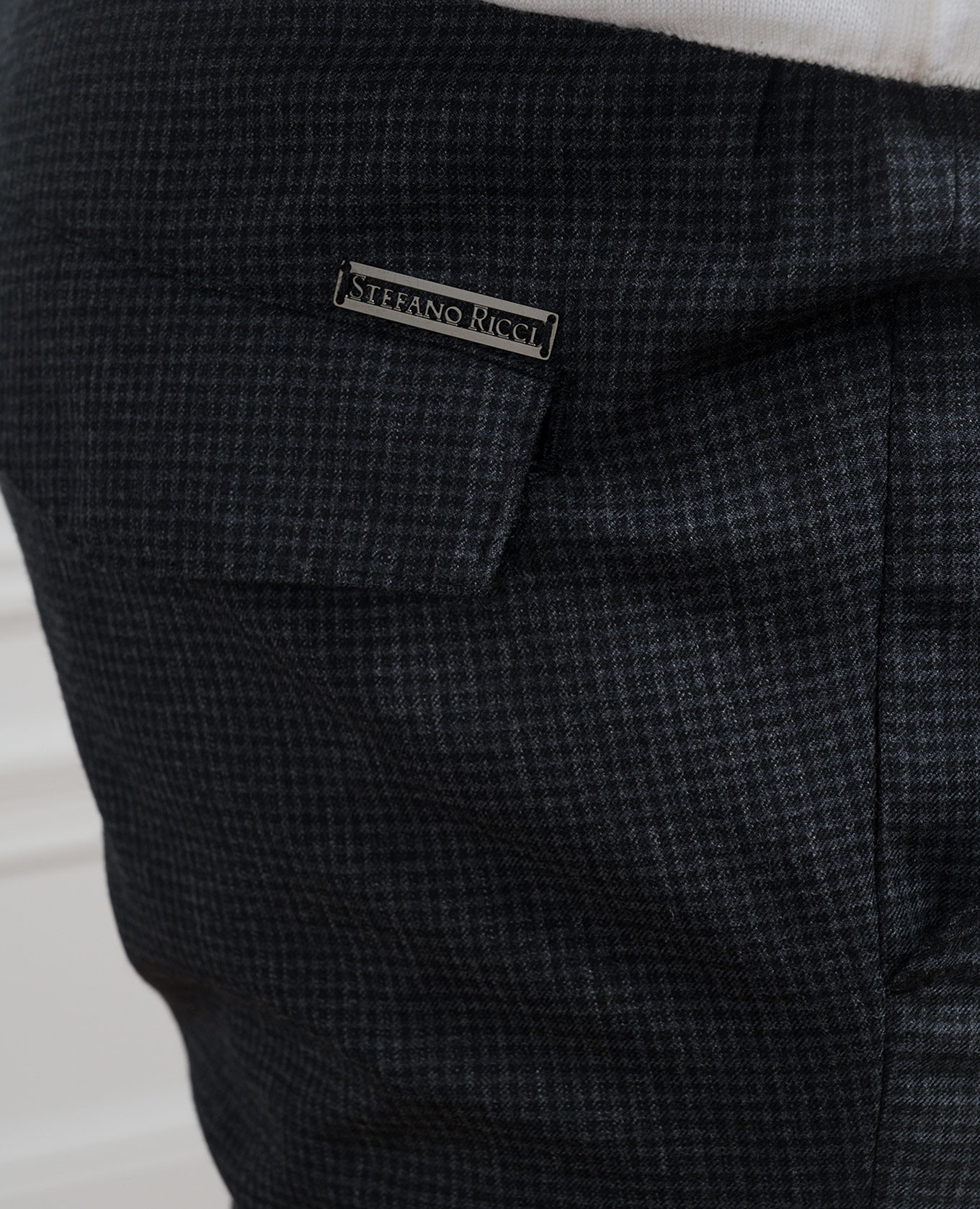 

Gray checked wool trousers with metallic logo Stefano Ricci, Grey