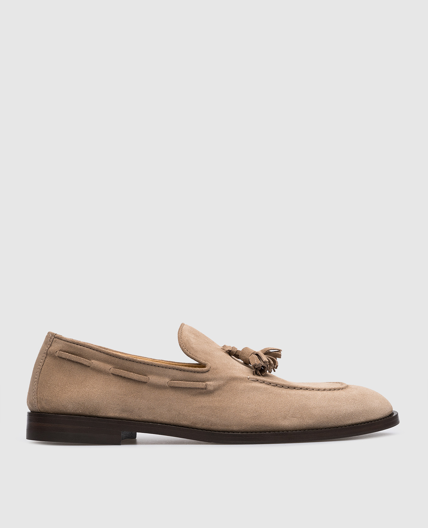 Beige suede loafers brunello cucinelli