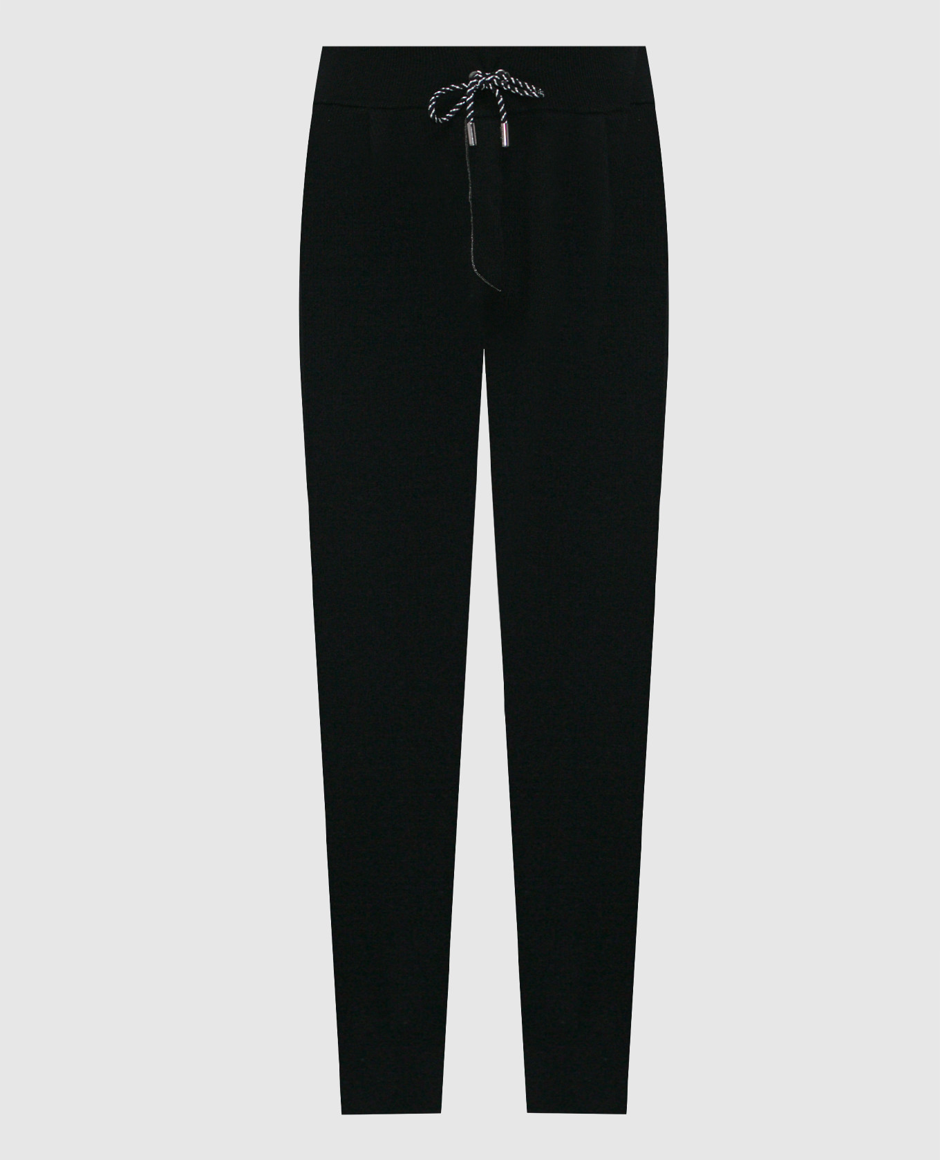 Black wool and cashmere joggers with monil chain rindi