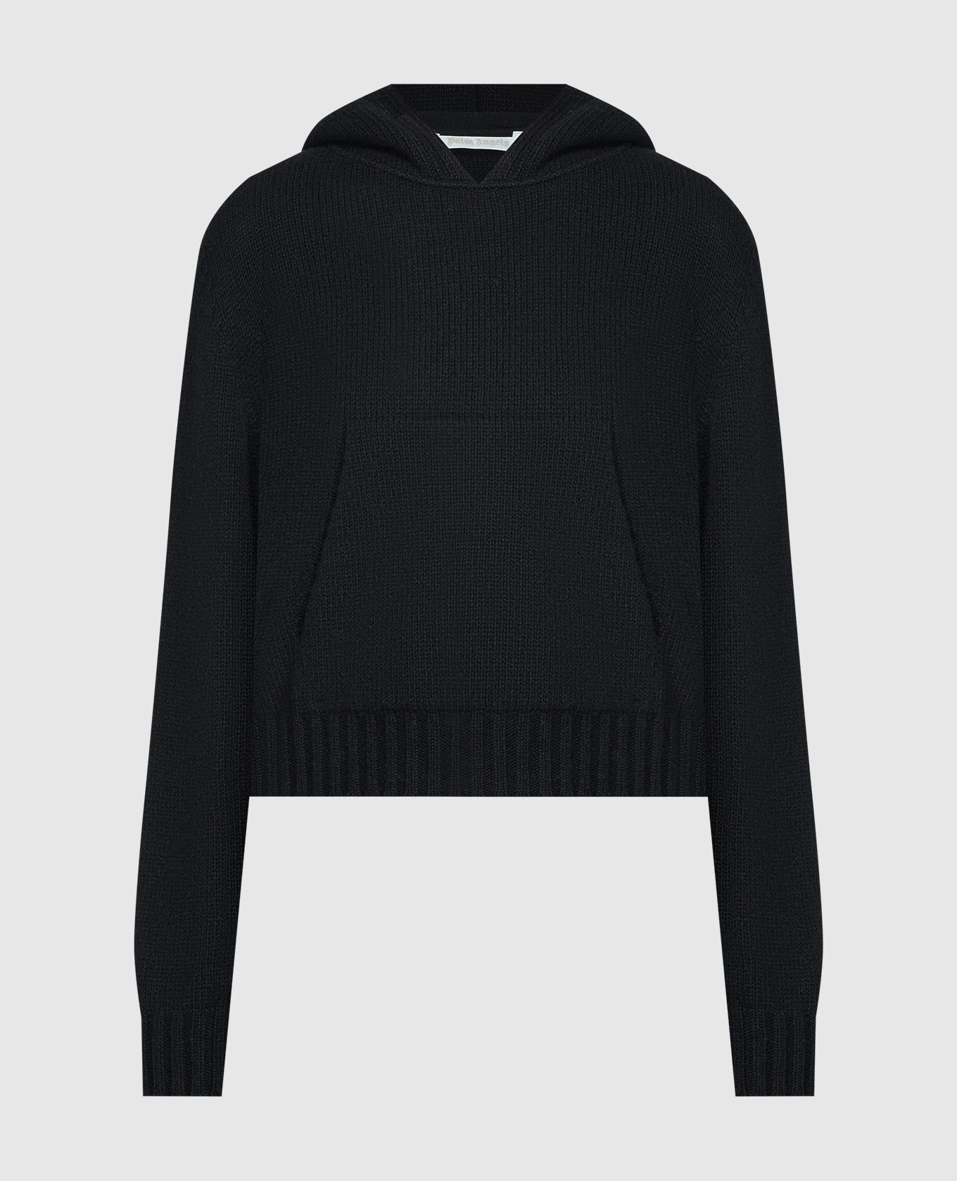 

Black logo embroidered wool hoodie Palm Angels