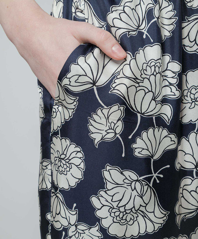 Weekend MAX MARAアウトレット「DIVO」プリント シルクパンツ Max Mara Weekend - Blue pants made of DIVO silk in a floral