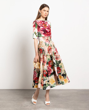 Dolce&Gabbana Midi skirt made of silk in a floral print F4BL8THS10F
