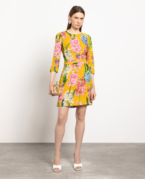 Dolce&Gabbana Yellow skirt in Hyacinth print F4AG8TFPRUK