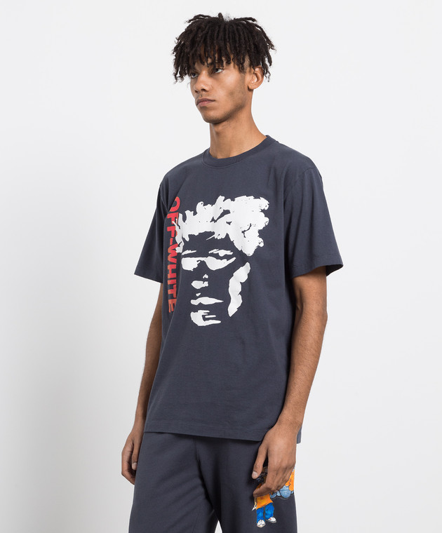 Off-White - Gray t-shirt with Face arrow slim print