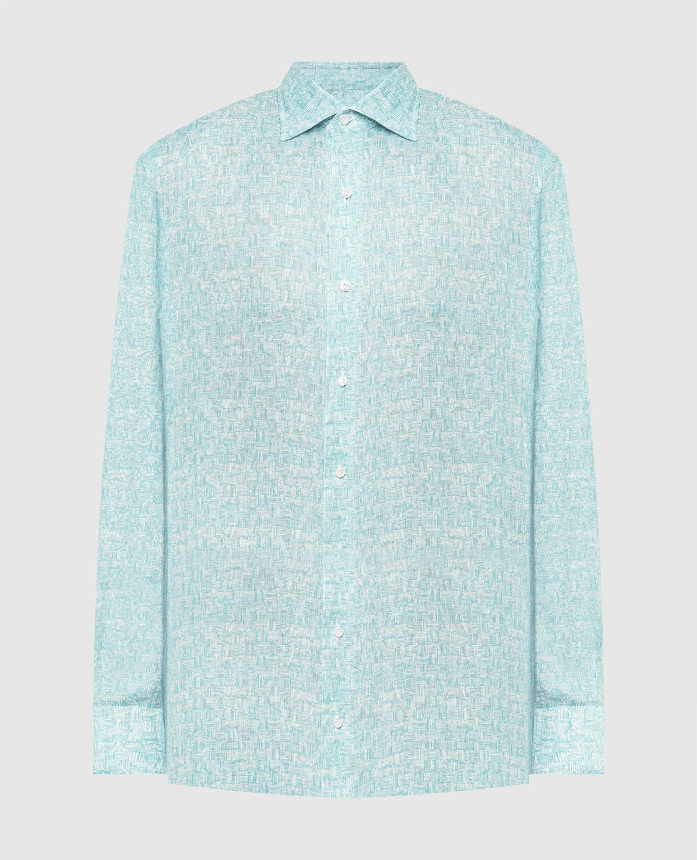 Green shirt made of linen in a print isaia