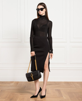 Tom Ford Black ribbed midi skirt GCK158YAX590