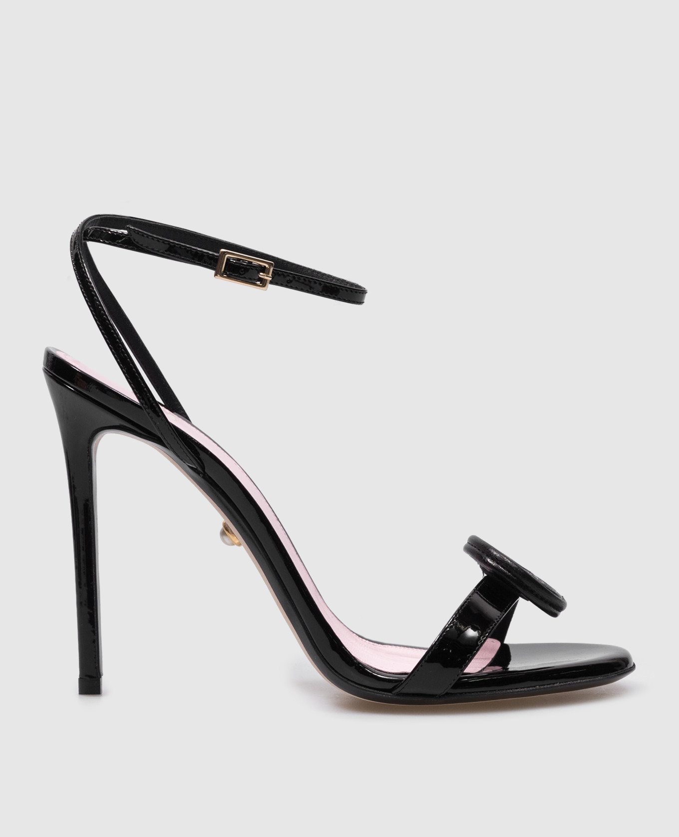 

Benny black patent leather sandals with textured appliqué Alevi Milano